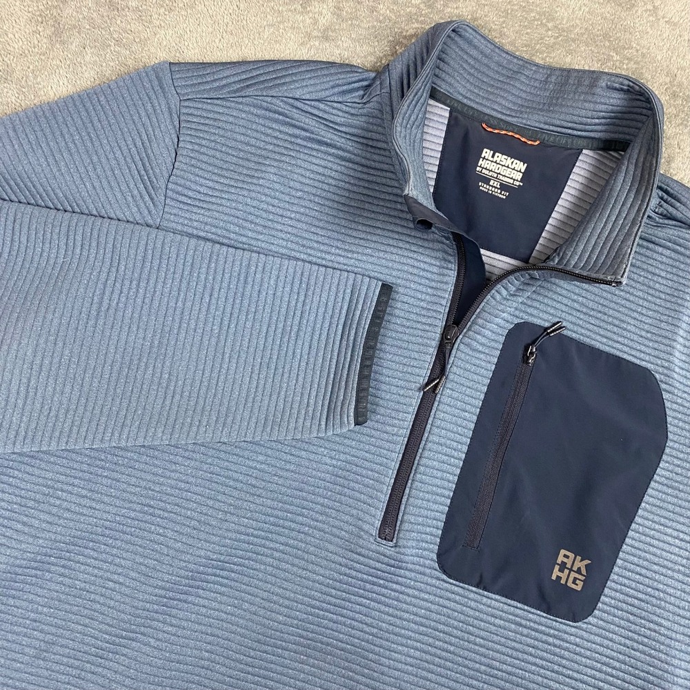 Alaskan Hardgear Mens Pullover 2XL Blue Gray Quarter‎ Zip Ribbed AKHG Duluth